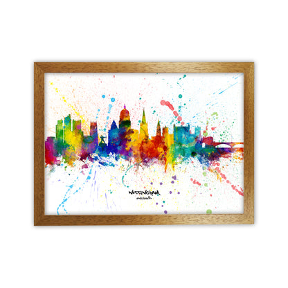 Nottingham England Skyline Splash Art Print by Michael Tompsett Oak Grain
