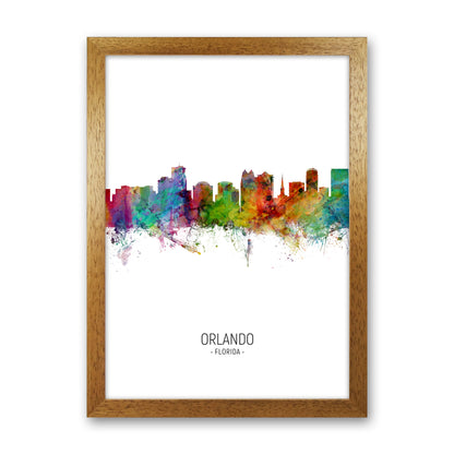 Orlando Florida Skyline Portrait Art Print by Michael Tompsett Oak Grain