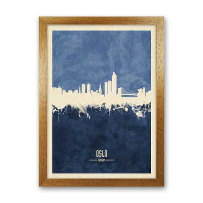 Oslo Norway Skyline Portrait Navy Art Print by Michael Tompsett Oak Grain