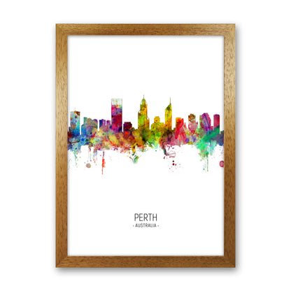 Perth Australia Skyline Portrait Art Print by Michael Tompsett Oak Grain