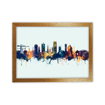 Plymouth England Skyline Blue Orange Art Print by Michael Tompsett Oak Grain