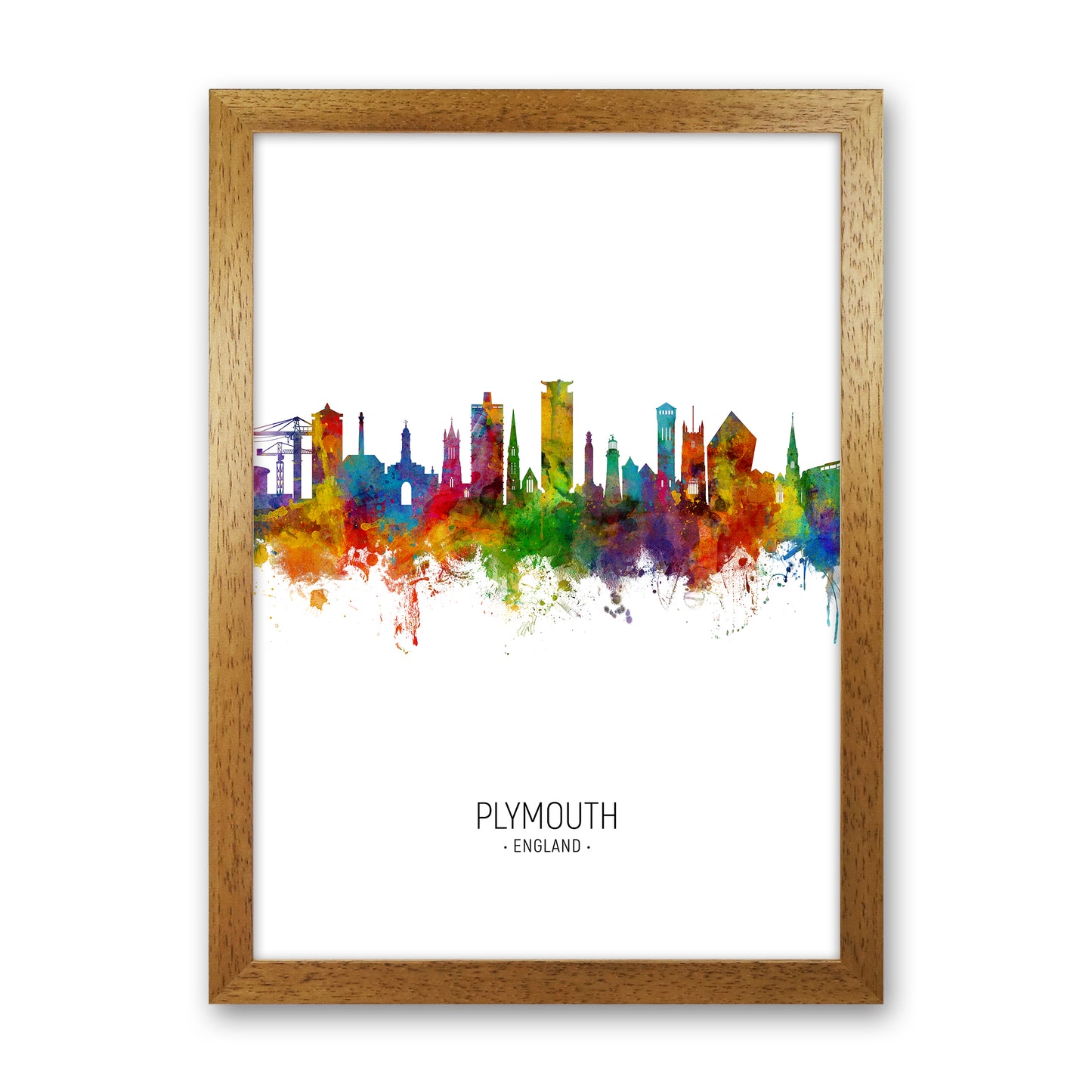 Plymouth England Skyline Portrait Art Print by Michael Tompsett Oak Grain