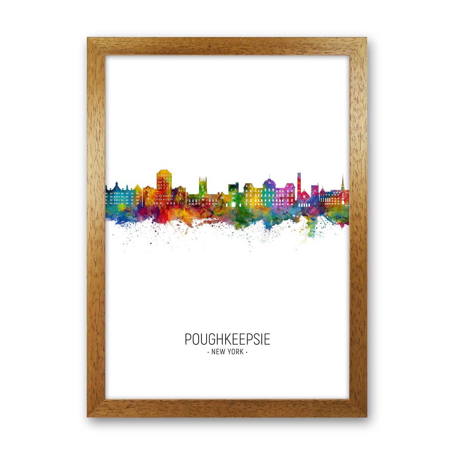 Poughkeepsie New York Skyline Portrait Art Print by Michael Tompsett Oak Grain