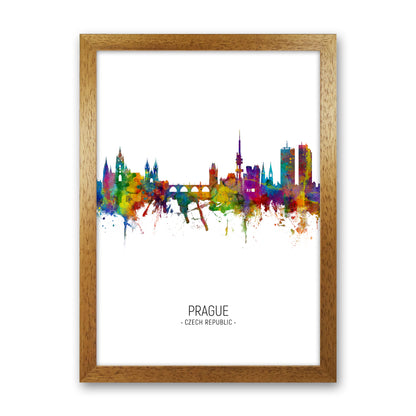 Prague Czech Republic Skyline Portrait Art Print by Michael Tompsett Oak Grain