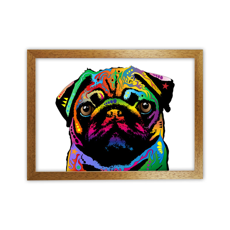 Pug Dog White Art Print by Michael Tompsett Oak Grain