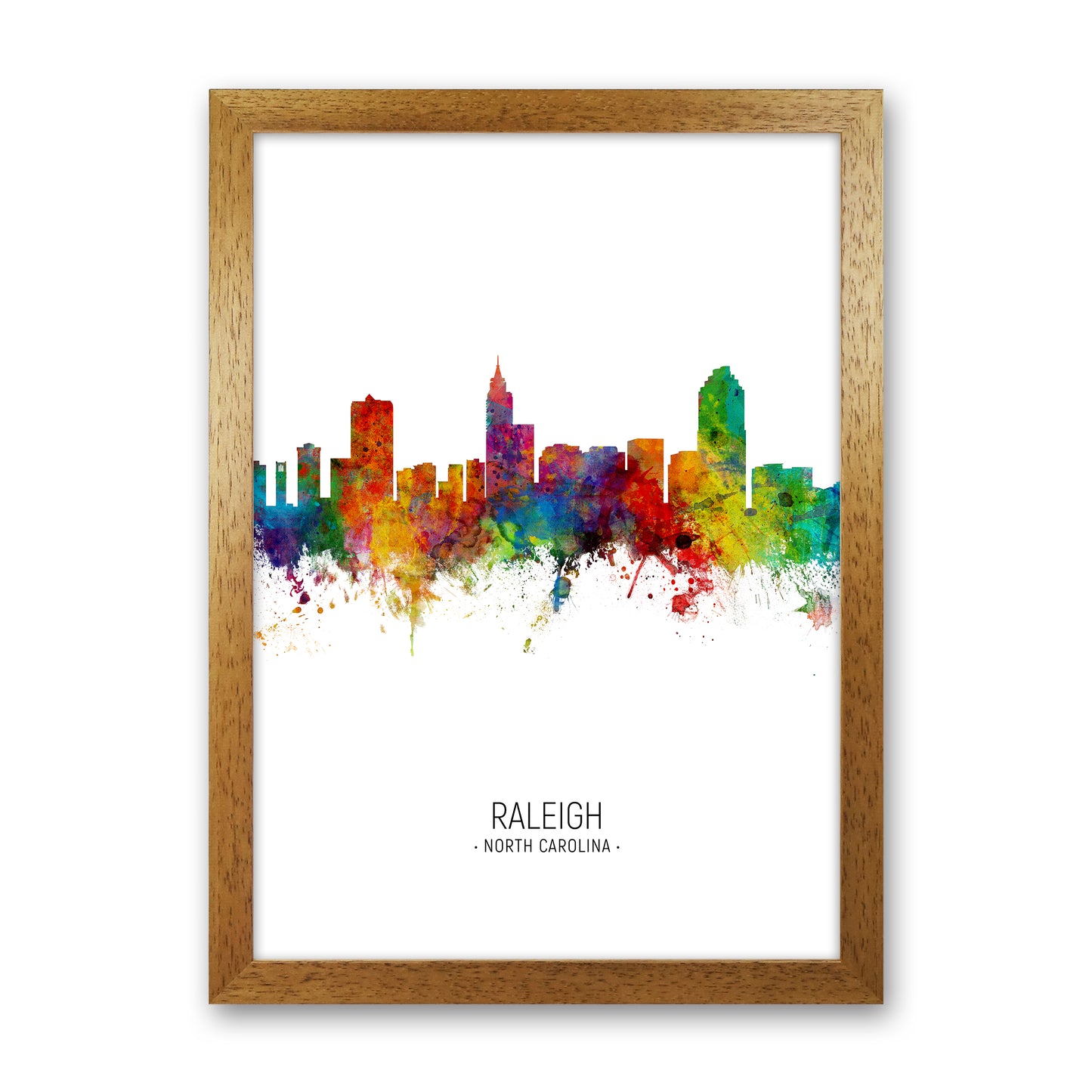 Raleigh North Carolina Skyline Portrait Art Print by Michael Tompsett Oak Grain