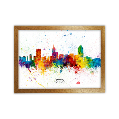 Raleigh North Carolina Skyline Splash Art Print by Michael Tompsett Oak Grain