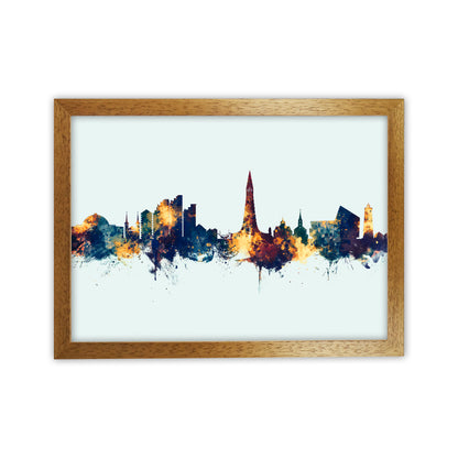 Reykjavik Iceland Skyline Blue Orange Art Print by Michael Tompsett Oak Grain
