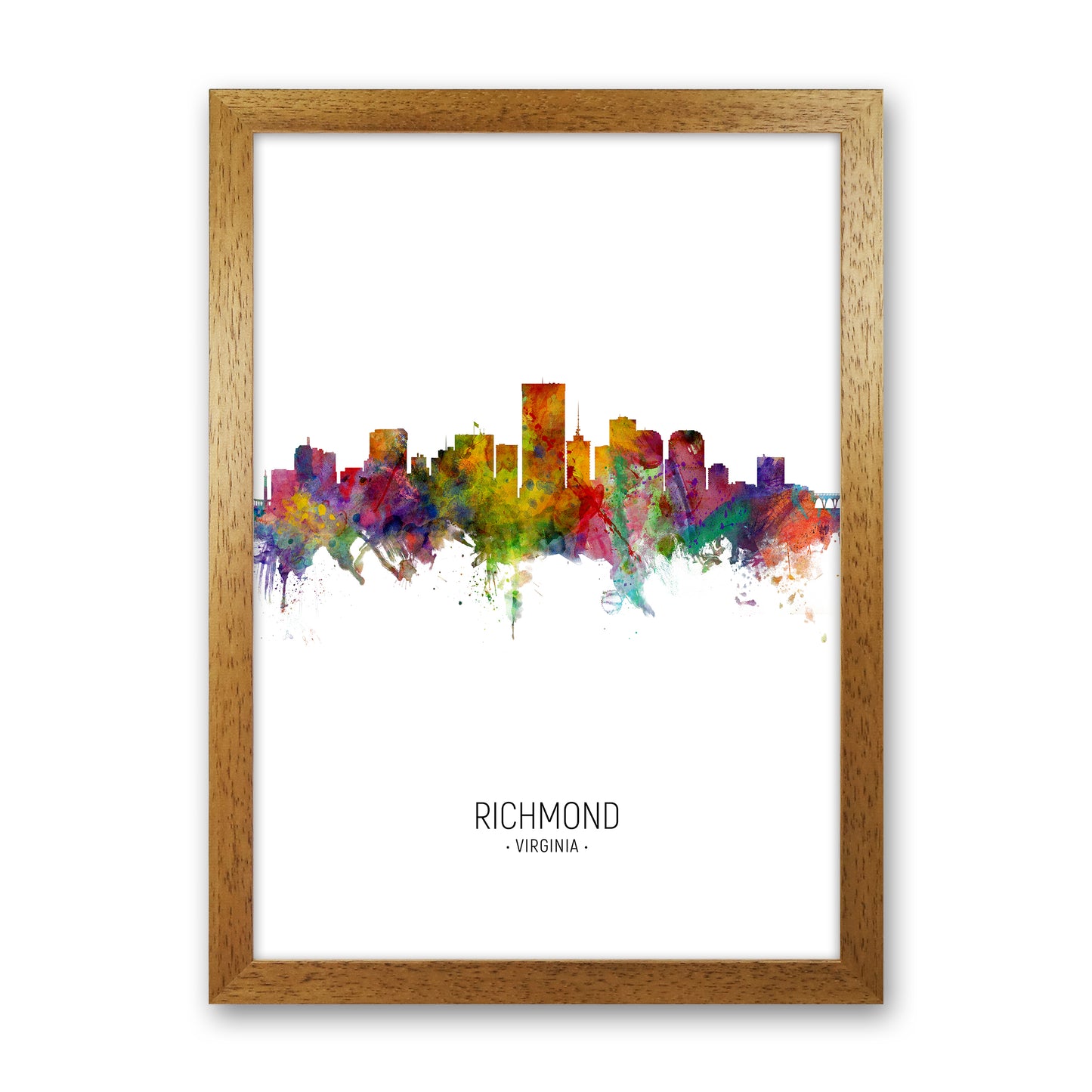 Richmond Virginia Skyline Portrait Art Print by Michael Tompsett Oak Grain