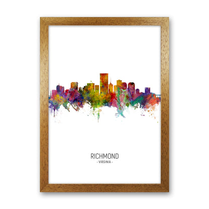Richmond Virginia Skyline Portrait Art Print by Michael Tompsett Oak Grain