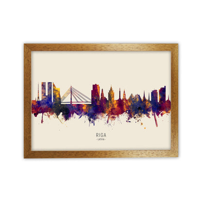 Riga Latvia Skyline Autumn City Name Art Print by Michael Tompsett Oak Grain