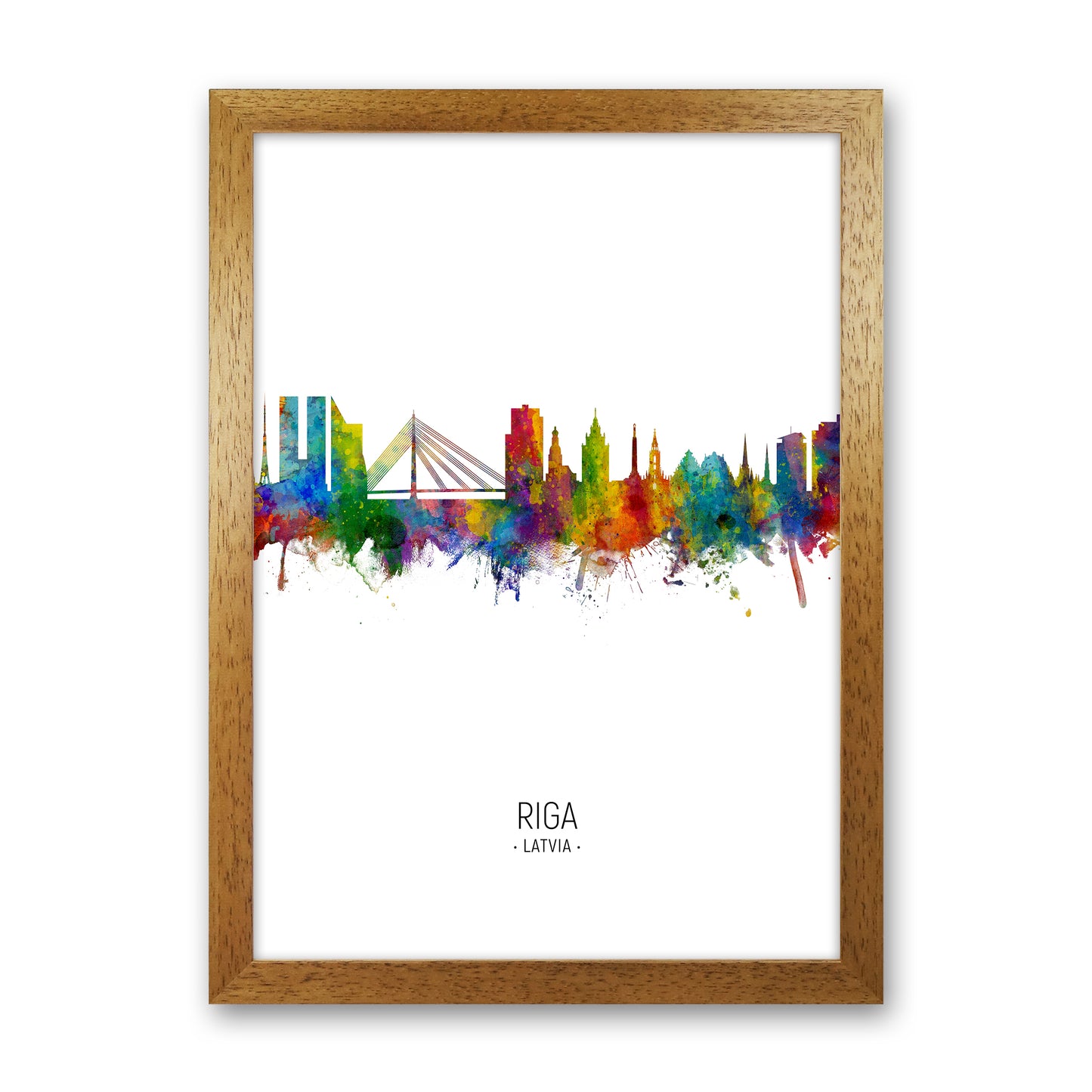 Riga Latvia Skyline Portrait Art Print by Michael Tompsett Oak Grain