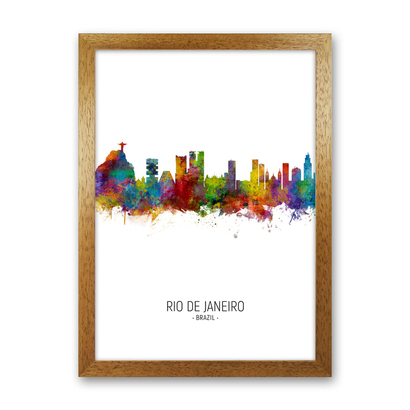 Rio De Janeiro Brazil Skyline Portrait Art Print by Michael Tompsett Oak Grain