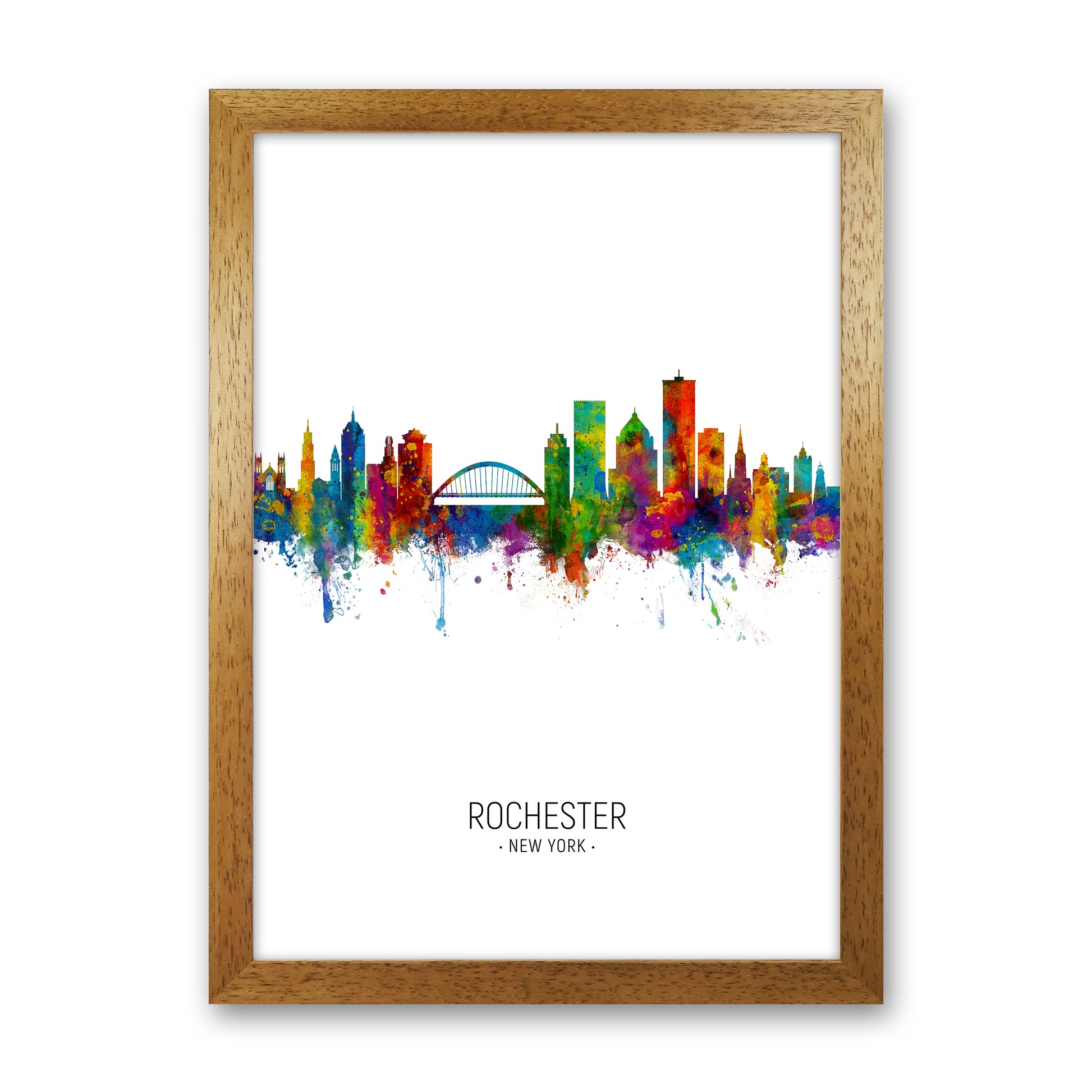Rochester New York Skyline Portrait Art Print by Michael Tompsett Oak Grain