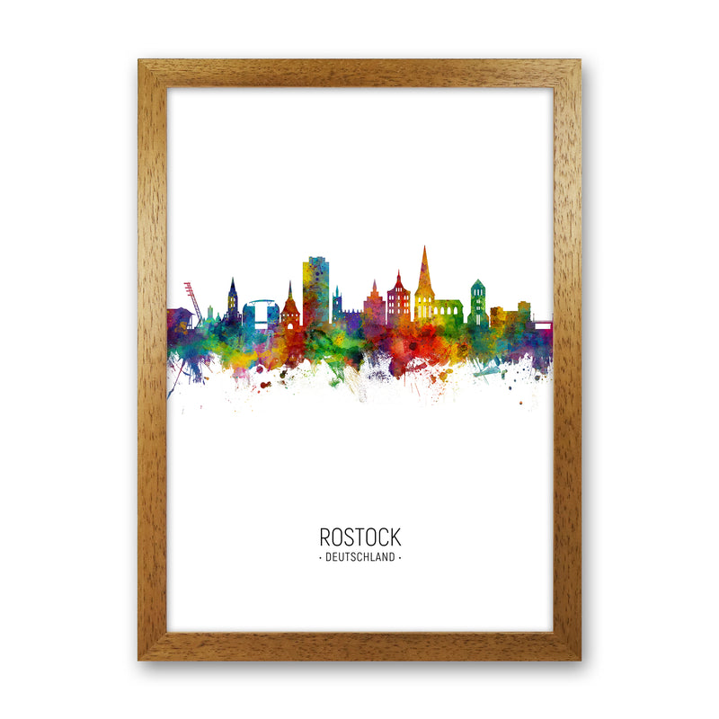 Rostock Germany Skyline Portrait Art Print by Michael Tompsett Oak Grain