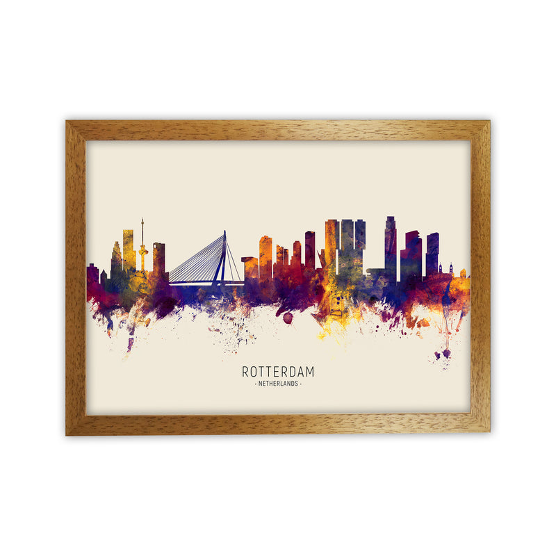 Rotterdam Netherlands Skyline Autumn City Name Art Print by Michael Tompsett Oak Grain