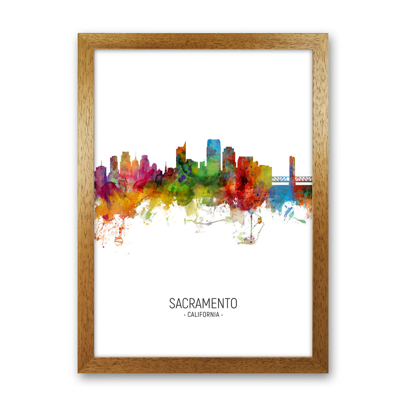 Sacramento California Skyline Portrait Art Print by Michael Tompsett Oak Grain