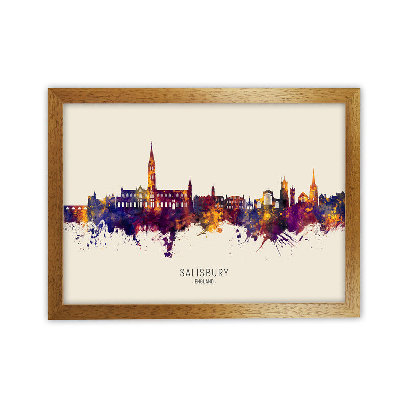 Salisbury England Skyline Autumn City Name Art Print by Michael Tompsett Oak Grain