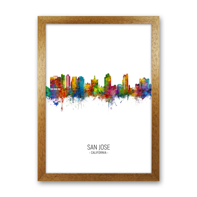 San Jose California Skyline Portrait Art Print by Michael Tompsett Oak Grain