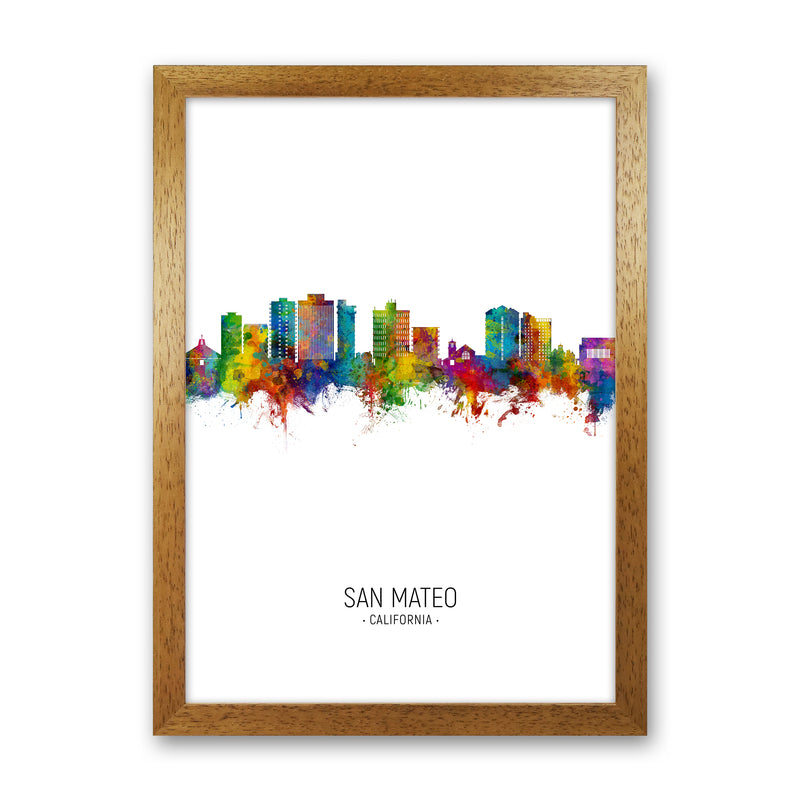 San Mateo California Skyline Portrait Art Print by Michael Tompsett Oak Grain