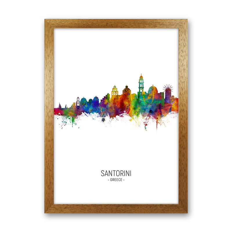 Santorini Greece Skyline Portrait Art Print by Michael Tompsett Oak Grain