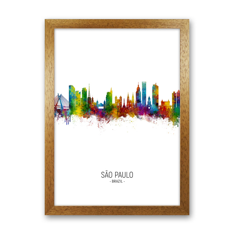 Sao Paulo Brazil Skyline Portrait Art Print by Michael Tompsett Oak Grain