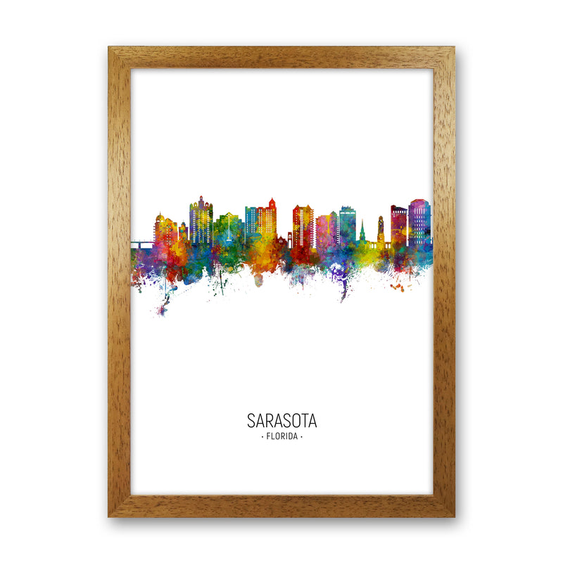Sarasota Florida Skyline Portrait Art Print by Michael Tompsett Oak Grain