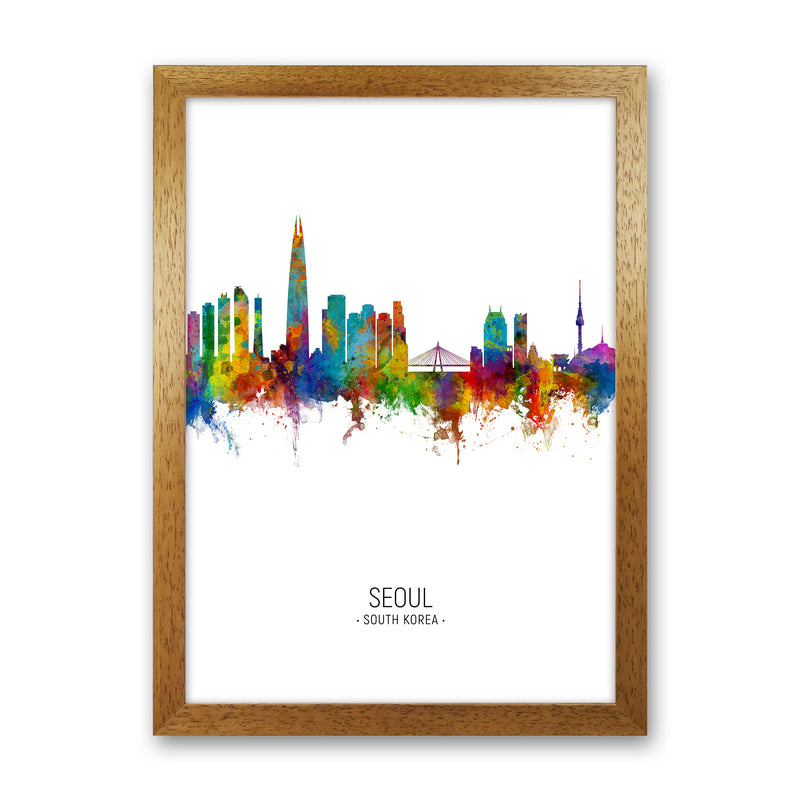 Seoul South Korea Skyline Portrait Art Print by Michael Tompsett Oak Grain