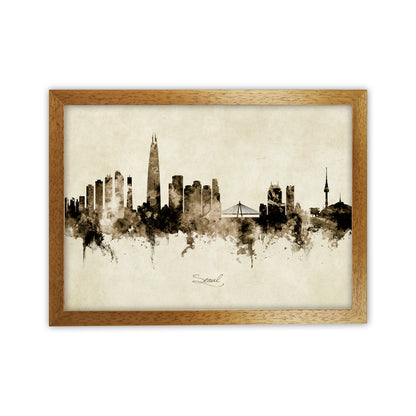 Seoul South Korea Skyline Vintage Art Print by Michael Tompsett Oak Grain