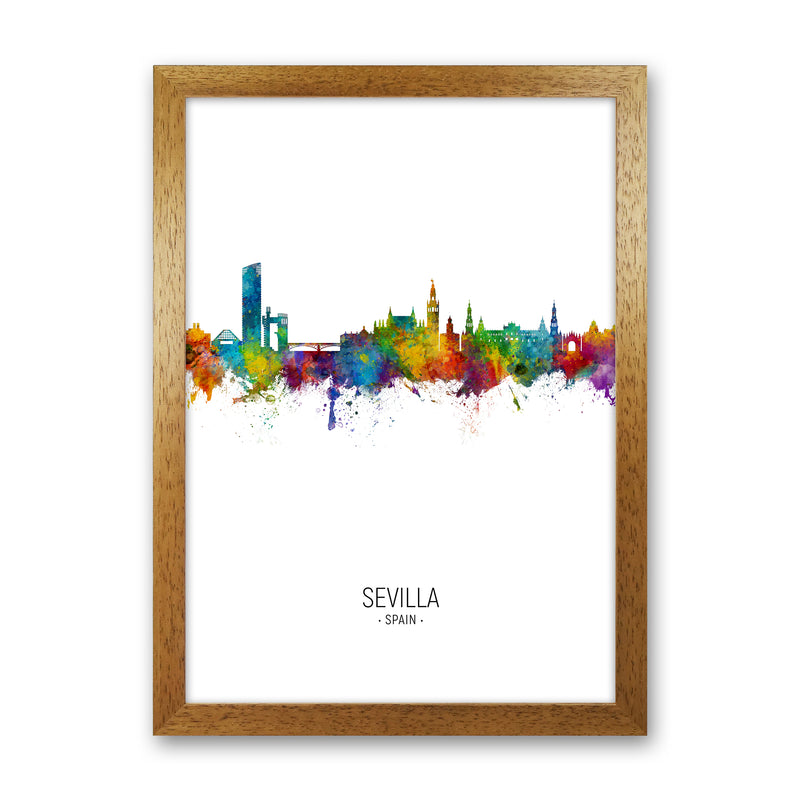 Sevilla Spain Skyline Portrait Art Print by Michael Tompsett Oak Grain