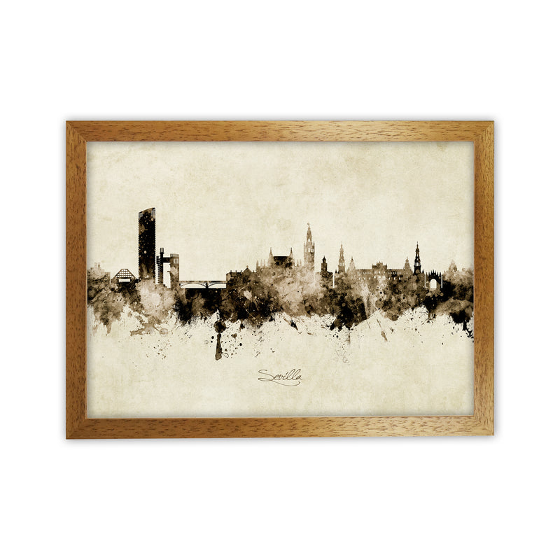 Sevilla Spain Skyline Vintage Art Print by Michael Tompsett Oak Grain