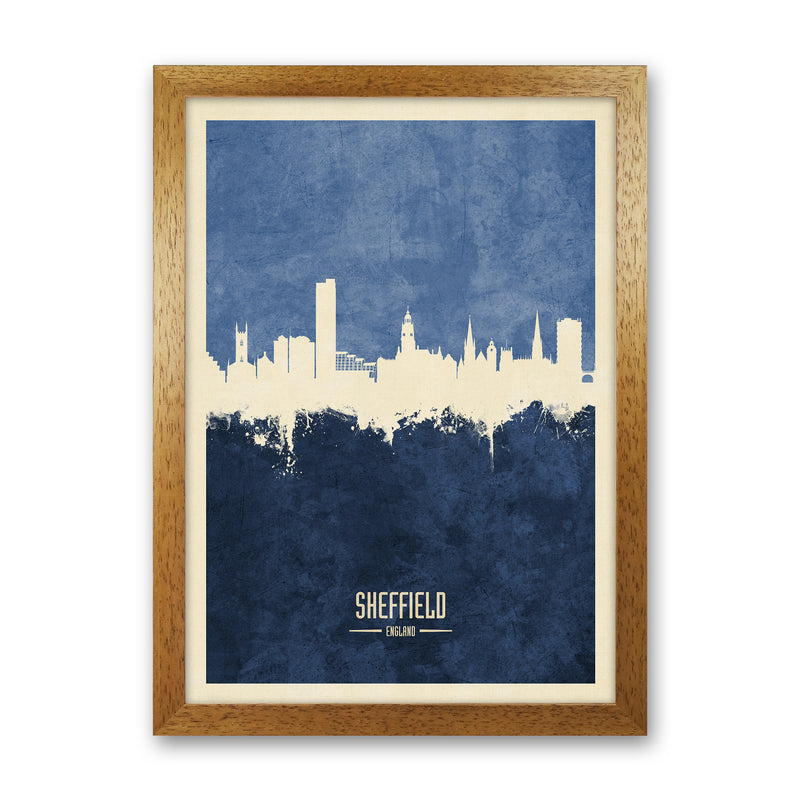 Sheffield England Skyline Portrait Navy Art Print by Michael Tompsett Oak Grain