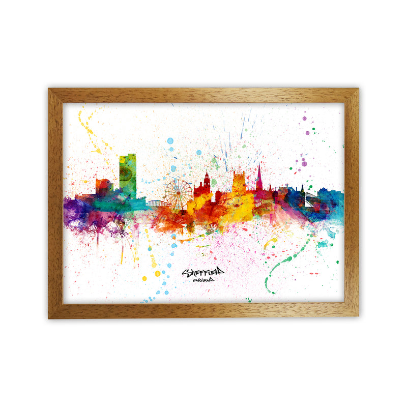 Sheffield England Skyline Splash Art Print by Michael Tompsett Oak Grain