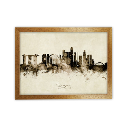 Singapore Singapore Skyline Vintage Art Print by Michael Tompsett Oak Grain
