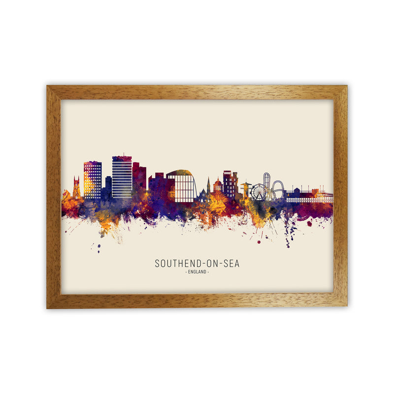 Southend-On-Sea England Skyline Autumn City Name Art Print by Michael Tompsett Oak Grain