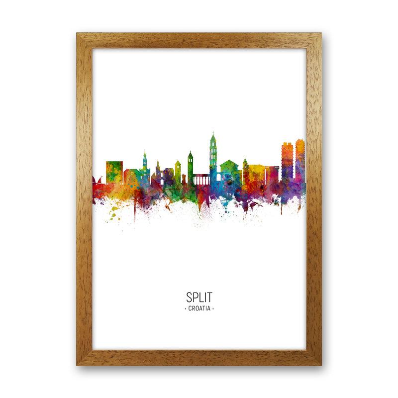 Split Croatia Skyline Portrait Art Print by Michael Tompsett Oak Grain