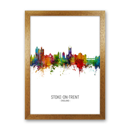 Stoke-On-Trent England Skyline Portrait Art Print by Michael Tompsett Oak Grain