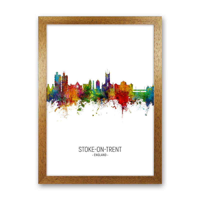 Stoke-On-Trent England Skyline Portrait Art Print by Michael Tompsett Oak Grain