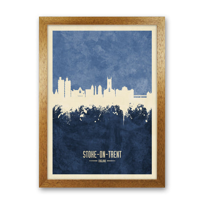 Stoke-On-Trent England Skyline Portrait Navy Art Print by Michael Tompsett Oak Grain