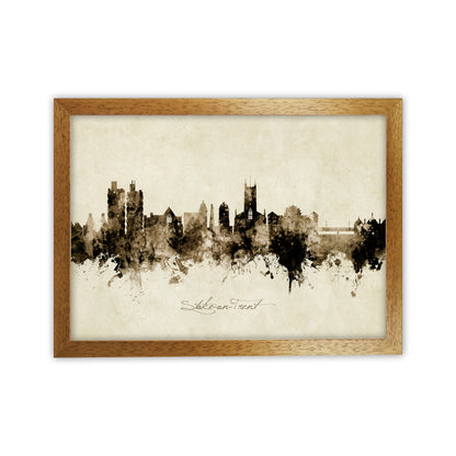 Stoke-On-Trent England Skyline Vintage Art Print by Michael Tompsett Oak Grain