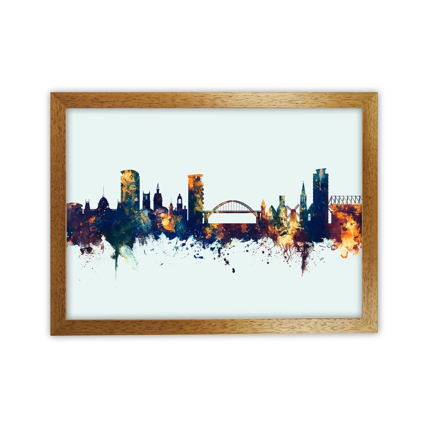 Sunderland England Skyline Blue Orange Art Print by Michael Tompsett Oak Grain