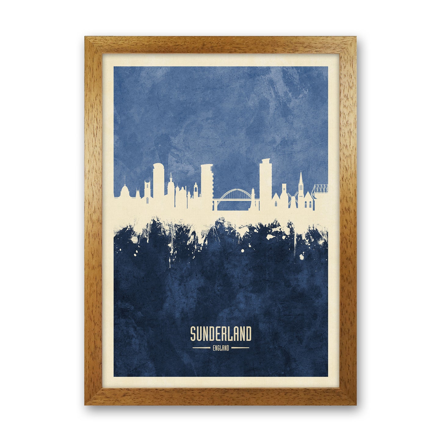 Sunderland England Skyline Portrait Navy Art Print by Michael Tompsett Oak Grain