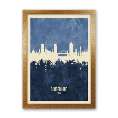 Sunderland England Skyline Portrait Navy Art Print by Michael Tompsett Oak Grain
