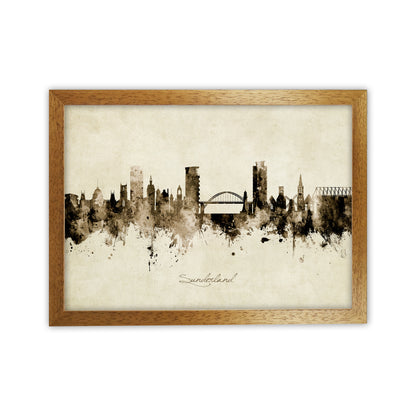 Sunderland England Skyline Vintage Art Print by Michael Tompsett Oak Grain