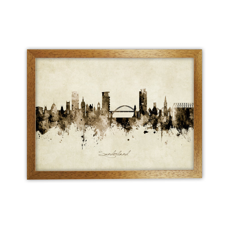Sunderland England Skyline Vintage Art Print by Michael Tompsett Oak Grain