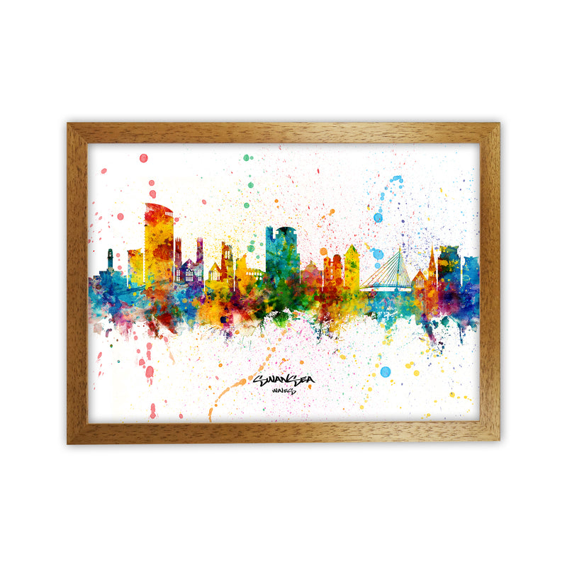 Swansea Wales Skyline Splash Art Print by Michael Tompsett Oak Grain