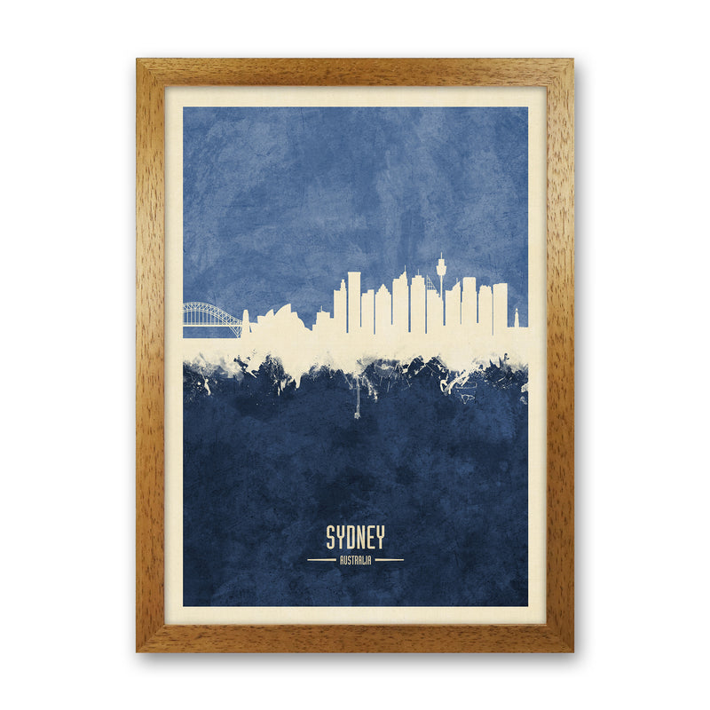 Sydney Australia Skyline Portrait Navy Art Print by Michael Tompsett Oak Grain