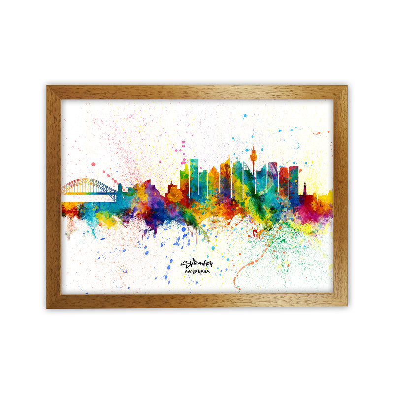 Sydney Australia Skyline Splash Art Print by Michael Tompsett Oak Grain