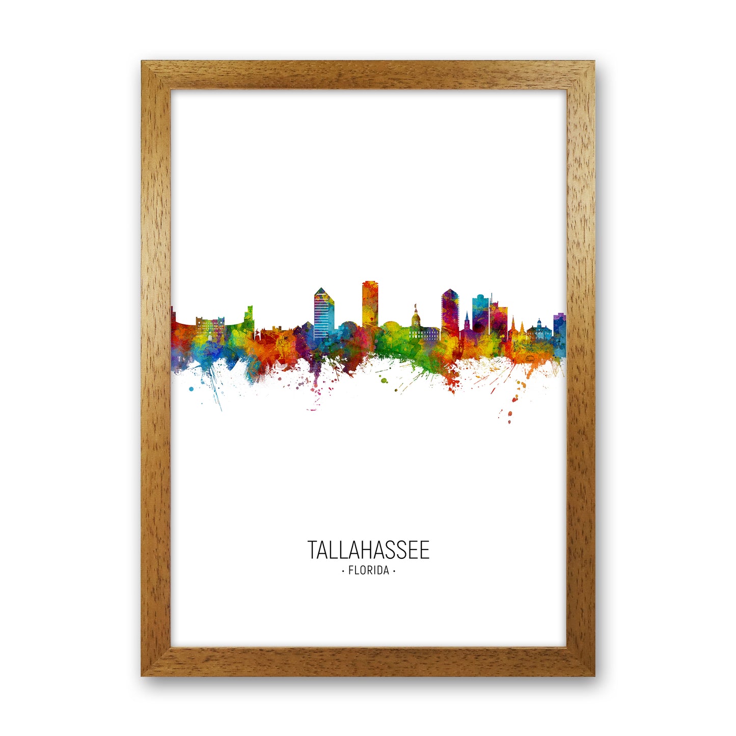 Tallahassee Florida Skyline Portrait Art Print by Michael Tompsett Oak Grain
