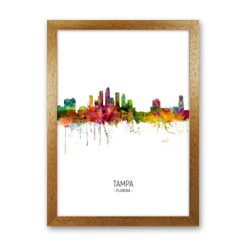 Tampa Florida Skyline Portrait Art Print by Michael Tompsett Oak Grain